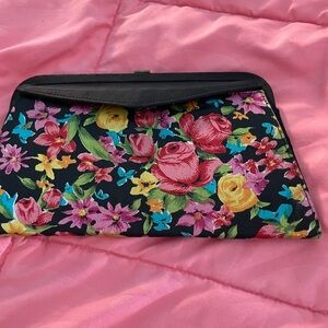 Floral Clutch with Black Trim